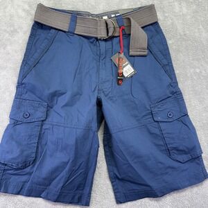 Airwalk Men's Stretch Cargo Shorts‎ Size 30 Soft Navy Blue Belt Included NWT